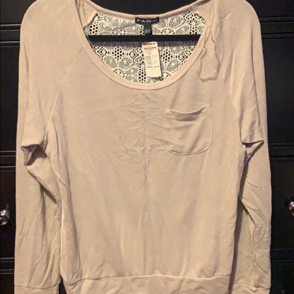 Tan sweater with lace  back